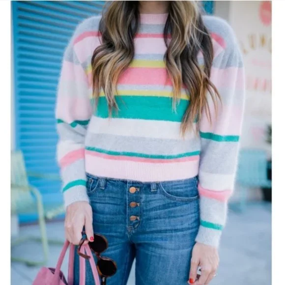 Rebecca Taylor Luxe Angora Blend Striped Sweater